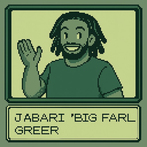 Jabari 'Big Farl' Greer waving with a friendly smile